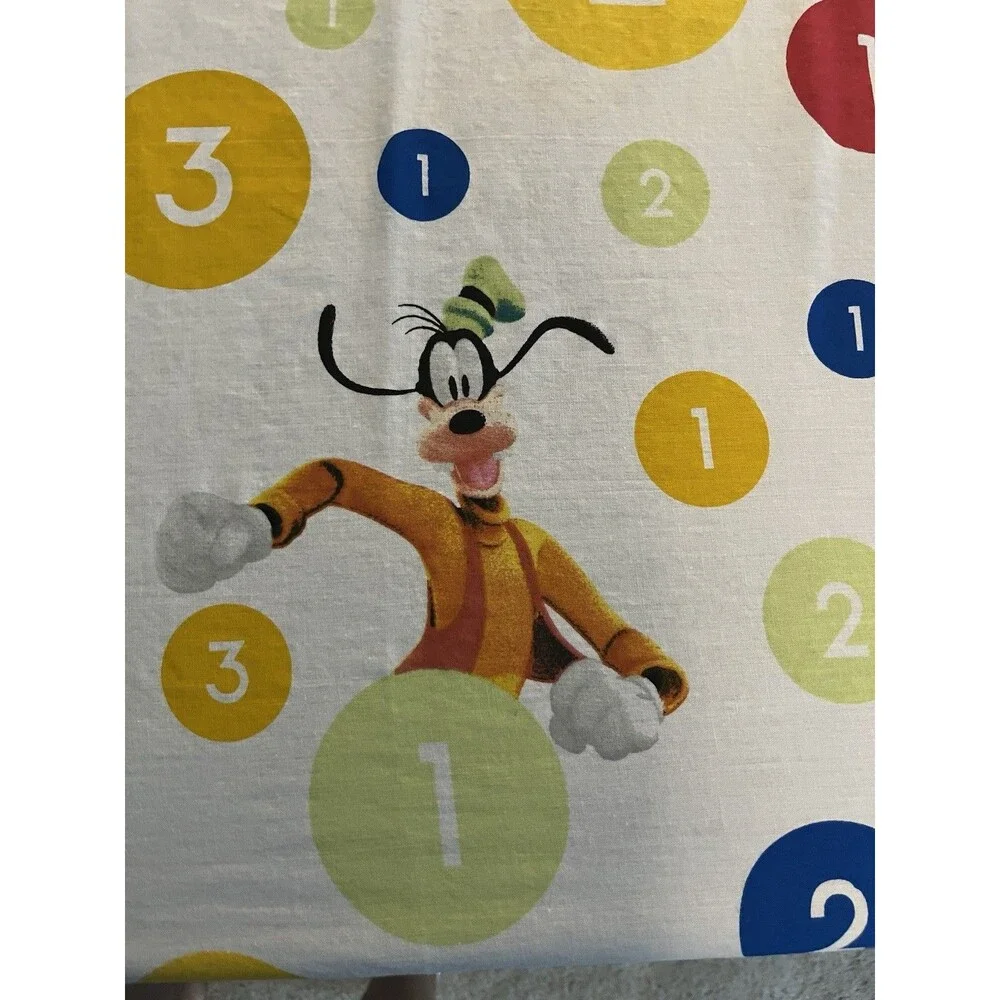 Disney Characters Twin Flat Sheet Mickey Mouse & Friends Counting Numbers Y2K